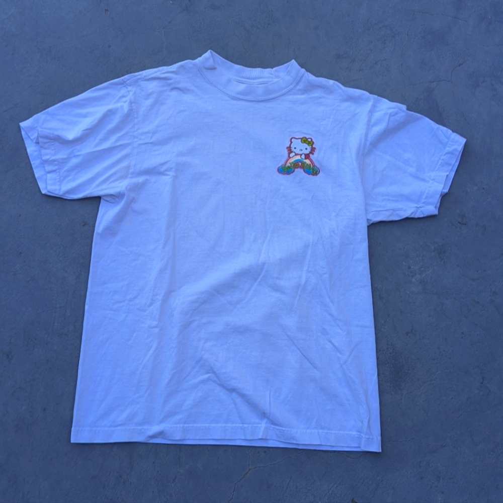 High-Qaulity Thick White T-Shirt w/ a stitched-in patch of Hello Kitty